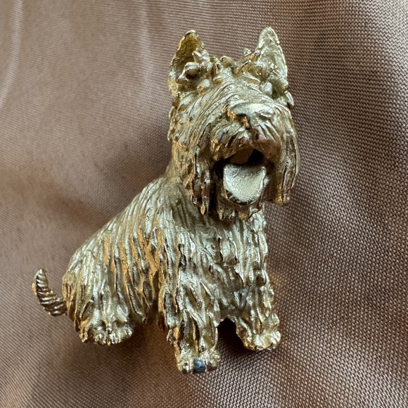 Crown Trifari Jewelry - Gold Scottie Dog Brooch - Women's Jewelry